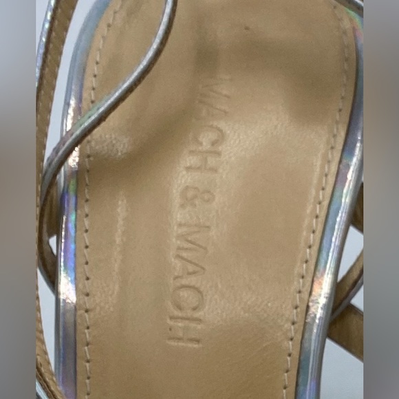 NWOB Mach & Mach Silver Camille Crystal Bow Strappy Sandal - Picture 6 of 9